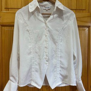 Vintage Jac Dale Western Style Button Up Shirt with Embroidery Detail